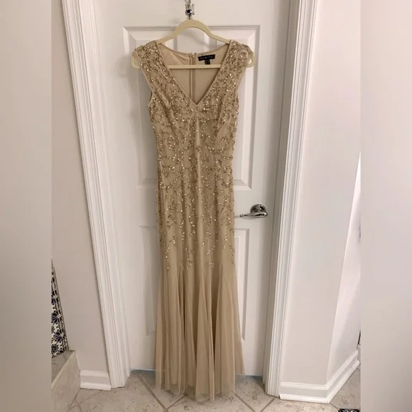 Aidan Mattox | Dresses | Aidan Mattox Gold Sequined Gown | Poshmark